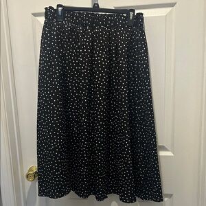 Black white Polka Dot Skirt, size L, elastic waistband